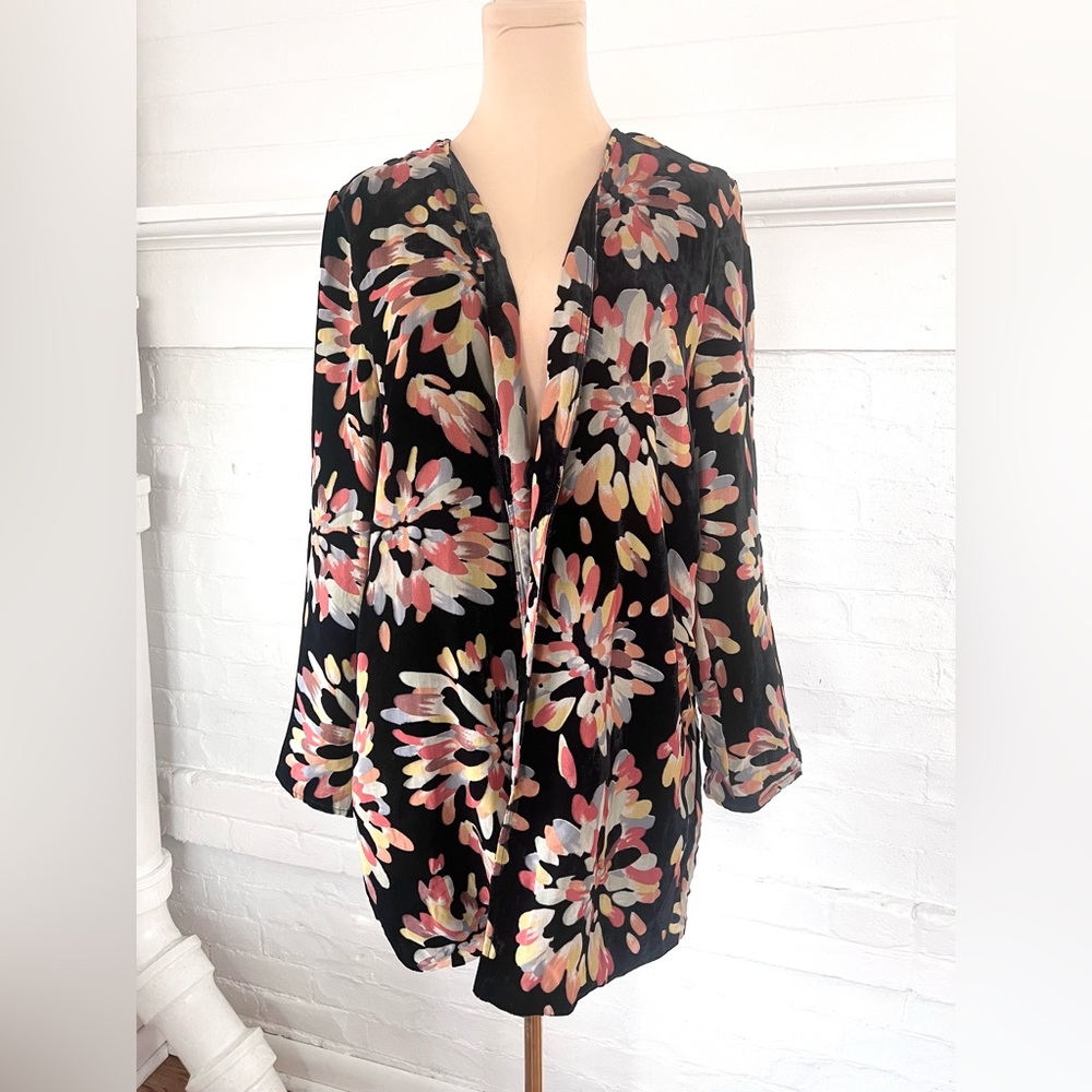 Eva Franco Anthropologie Velvet Burnout Fireworks Kimono Open Front Size Small - Picture 4 of 10